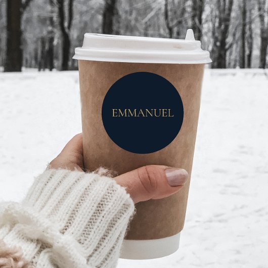 EMMANUEL Navy Kerststicker #3 Ronde Sticker