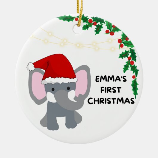 Emma's eerste Kerstmis Keramisch Ornament (Voorkant)