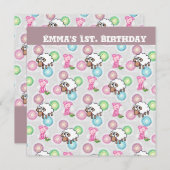 Emma's verjaardagsuitnodiging Kaarten (Voorkant / Achterkant)