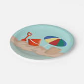 Emmer en Spade Cirkel Strand Scène Illustratie Papieren Bordje (Gekanteld)