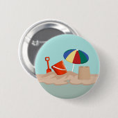 Emmer en Spade Cirkel Strand Scène Illustratie Ronde Button 5,7 Cm (Voorkant /achterkant)