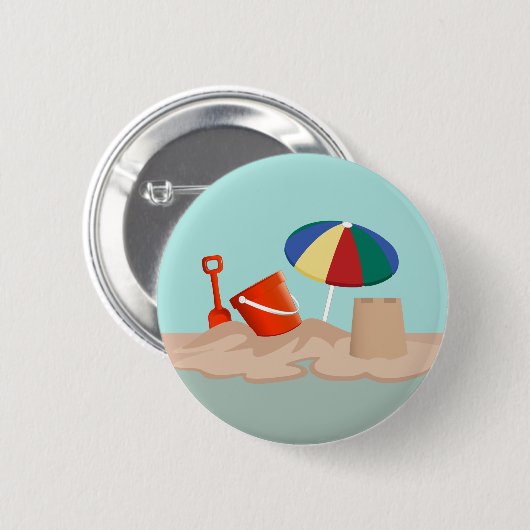 Emmer en Spade Cirkel Strand Scène Illustratie Ronde Button 5,7 Cm (Voorkant /achterkant)