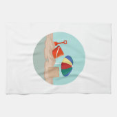 Emmer en Spade Cirkel Strand Scène Illustratie Theedoek (Horizontaal)