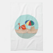 Emmer en Spade Cirkel Strand Scène Illustratie Theedoek (Verticaal)