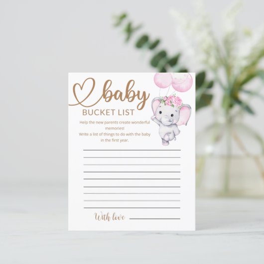 Emmer-lijst van Baby shower voor olifanten en vent (Staand voorkant)