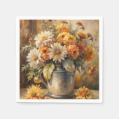 Emmer met herfstbloemen servet (Voorkant)