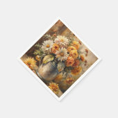 Emmer met herfstbloemen servet (Hoek)