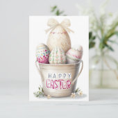 emmer met paaseieren bedankkaart (Staand voorkant)