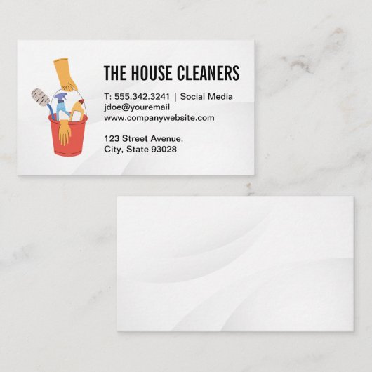 Emmer met reinigingsproducten visitekaartje (Voorkant / Achterkant)