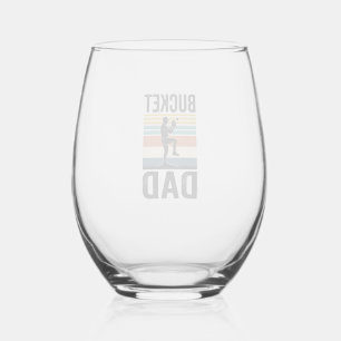 Emmer Vader Retro Honkbal Vader Vector Design_1 Wijnglas Zonder Voet
