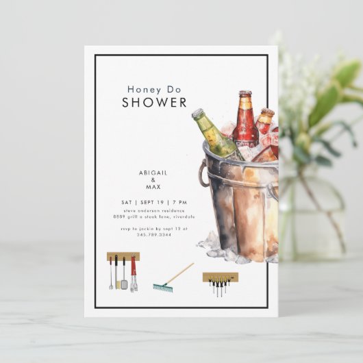 Emmer van Bier Honing Do Koppels Bruiloft Douche Kaart (Staand voorkant)