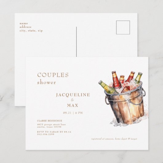 Emmer van Bier Koppels Bruiloft Douche Briefkaart (Voorkant / Achterkant)