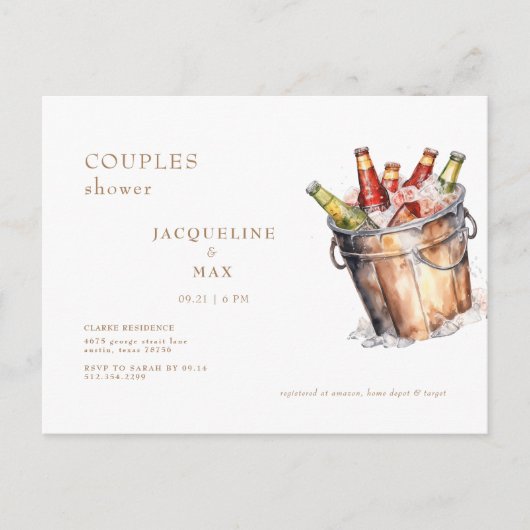 Emmer van Bier Koppels Bruiloft Douche Briefkaart (Voorkant)