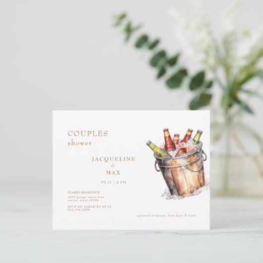 Emmer van Bier Koppels Bruiloft Douche Briefkaart (Staand voorkant)