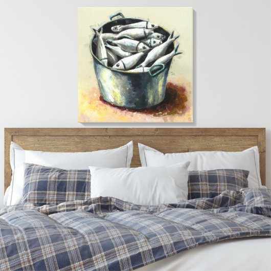 Emmer van de vis - Afdruk van de schilderachtige s Canvas Afdruk (Insitu (Slaapkamer))