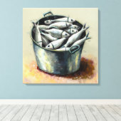 Emmer van de vis - Afdruk van de schilderachtige s Canvas Afdruk (Insitu (Houten vloer))