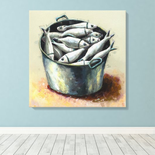 Emmer van de vis - Afdruk van de schilderachtige s Canvas Afdruk (Insitu (Houten vloer))