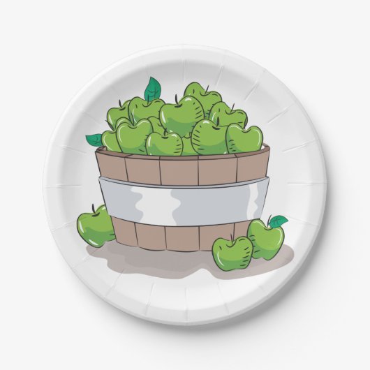 Emmer van groene appels papieren bordje (Voorkant)