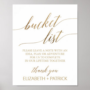 Emmer van legant Gold Calligraphy Bucket List Poster