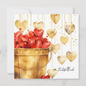 Emmer vol met rode harten en gouden liefdesharten kaart (Voorkant)