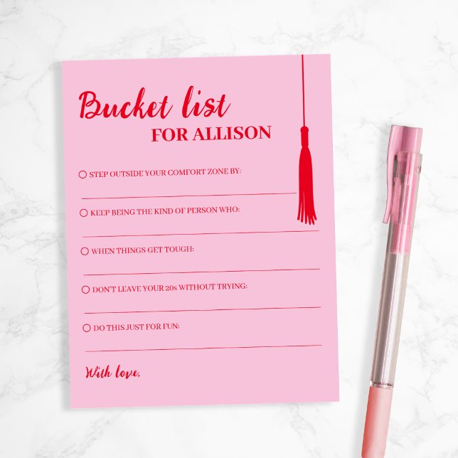 Emmerlijst Roze & Rode Afstudeeradvies Kwast (Bucket List Pink & Red Graduation Advice Tassel)