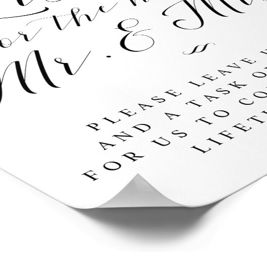 Emmerlijst voor het Mr. & Mrs. Script Trouwbord Poster (Hoek)