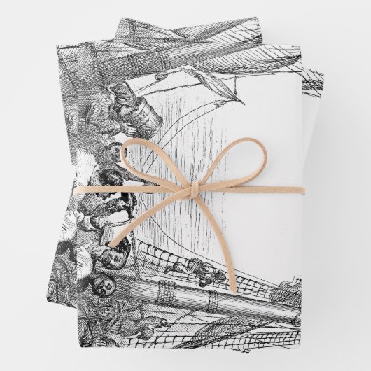  Emmers en een schip met verscherpte piraterij Inpakpapier Vel (In situ)