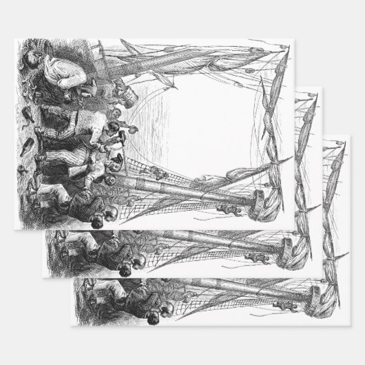 Emmers en een schip met verscherpte piraterij Inpakpapier Vel (Set)