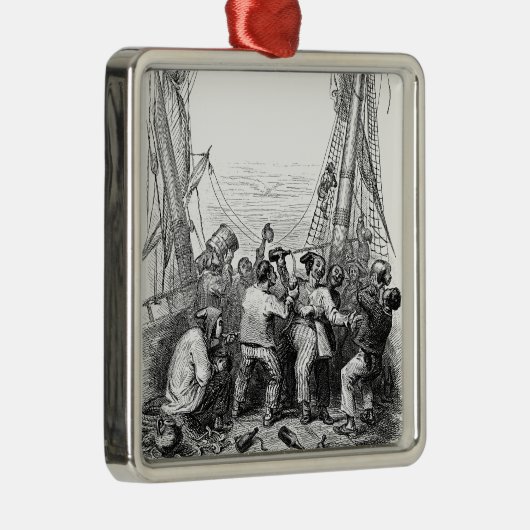 Emmers en een schip met verscherpte piraterij Metalen Ornament (Rechts)