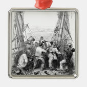 Emmers en een schip met verscherpte piraterij Metalen Ornament (Voorkant)