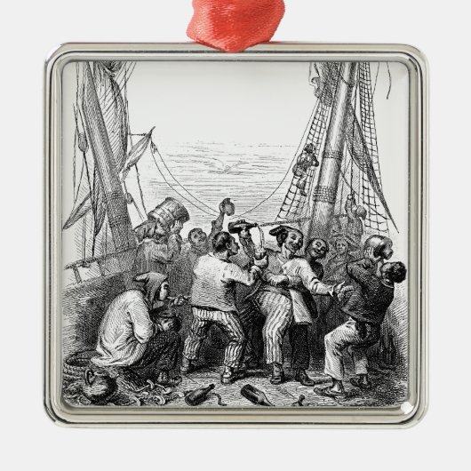  Emmers en een schip met verscherpte piraterij Metalen Ornament (Voorkant)