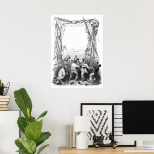 Emmers en een schip met verscherpte piraterij Poster
