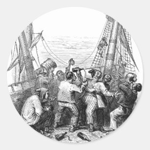  Emmers en een schip met verscherpte piraterij Ronde Sticker
