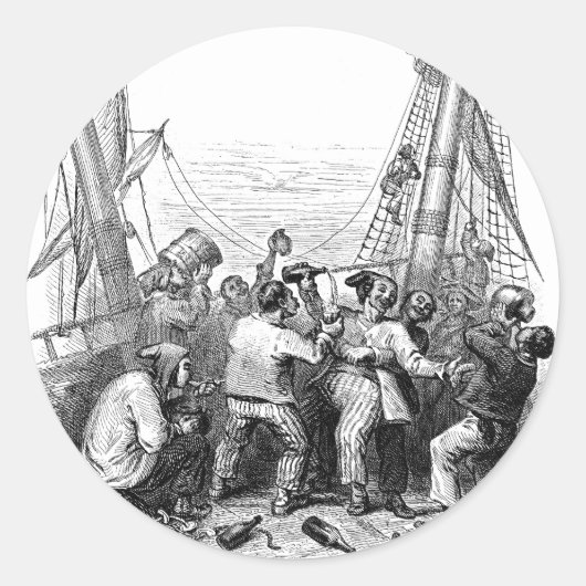  Emmers en een schip met verscherpte piraterij Ronde Sticker (Voorkant)