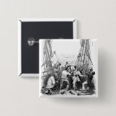 Emmers en een schip met verscherpte piraterij Vierkante Button 5,1 Cm (Voorkant /achterkant)
