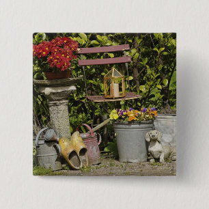 Emmers, schoenen en bloemen, Zaanse Schans, Vierkante Button 5,1 Cm