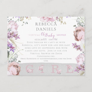 Emmers van Rozen Roze Oh Baby shower per post Aankondigingskaart