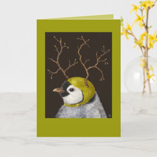 Emmett de pinguïn kaart (Gele Bloem)