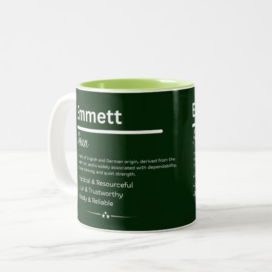 Emmett Personalized Name Tweekleurige Koffiemok (Voorkant links)