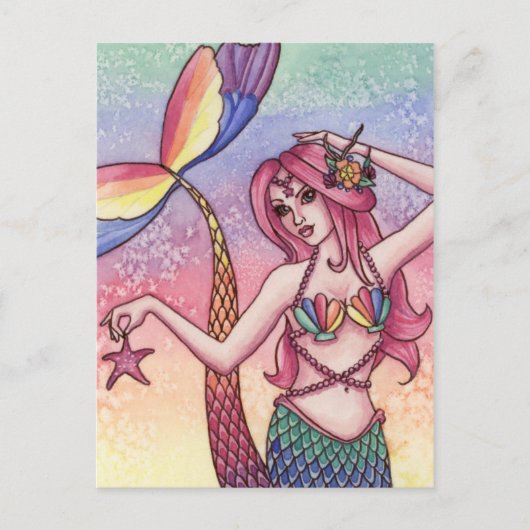 Emmy — Rainbow Mermaid Briefkaart (Voorkant)