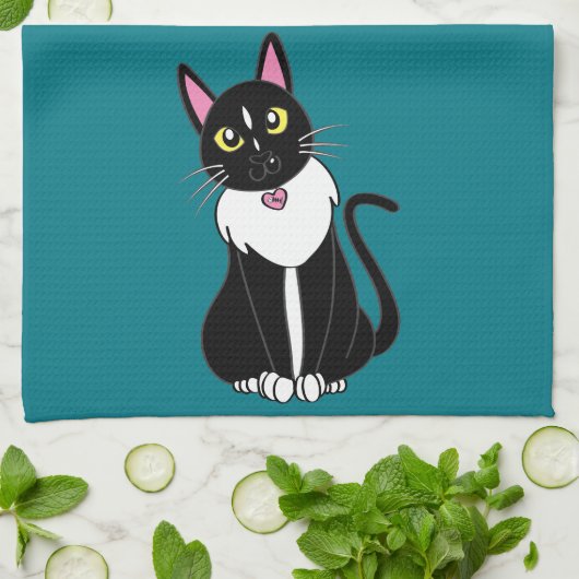 Emmy The Tuxedo Cat Theedoek (Gevouwen)