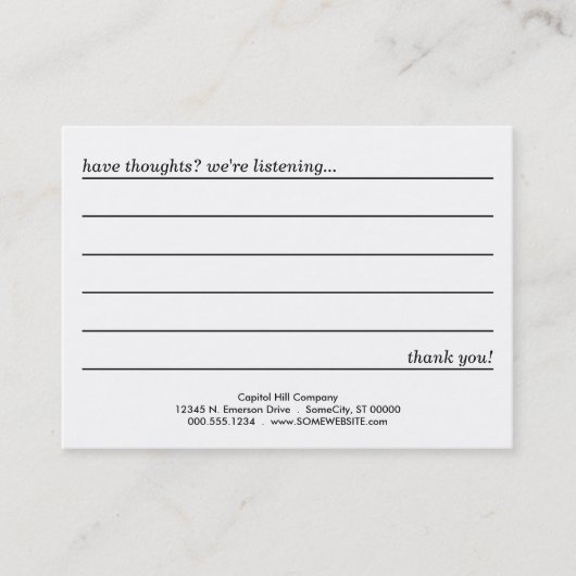 emo-achtige commentaarkaart visitekaartje (Voorkant)