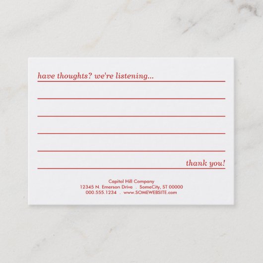 emo-achtige commentaarkaart visitekaartje (Voorkant)