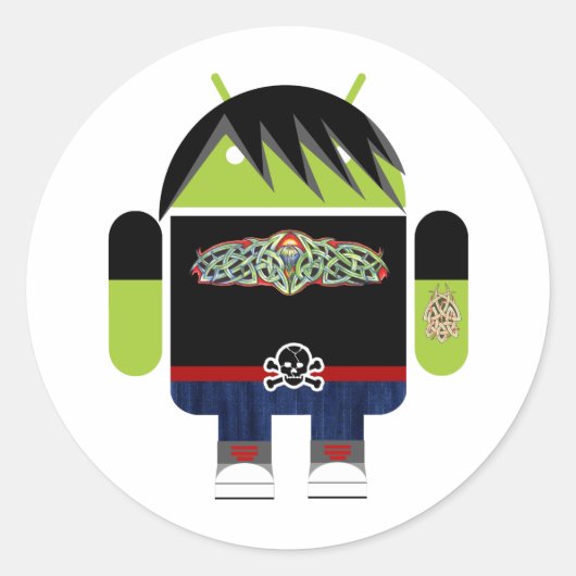 Emo Andy de Android Ronde Sticker (Voorkant)