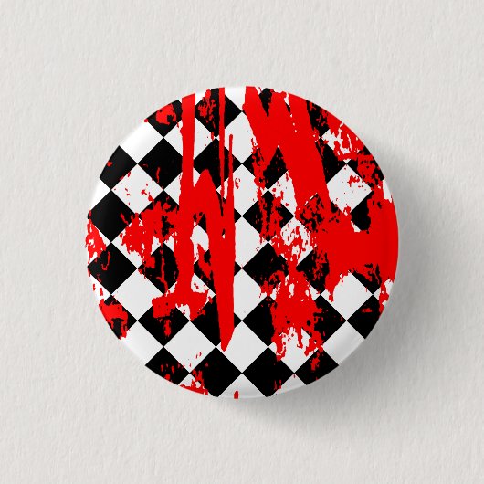 Emo Argyle Paint Splatter Ronde Button 3,2 Cm (Voorkant)