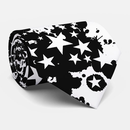 Emo B&W Sterrenverf Stropdas (Opgerold)