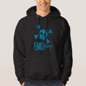 Emo Boy Blue Skull Emo Gothic Muziek Emotionele Ti Hoodie (Voorkant)