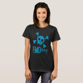 Emo Boy Blue Skull Emo Gothic Muziek Emotionele Ti T-shirt (Voorkant volledig)