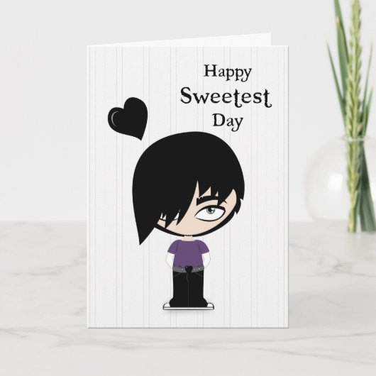 Emo Boy met Black Heart voor de mooiste dag Kaart (Voorkant)