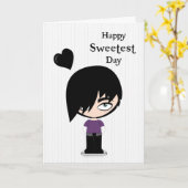 Emo Boy met Black Heart voor de mooiste dag Kaart (Gele Bloem)